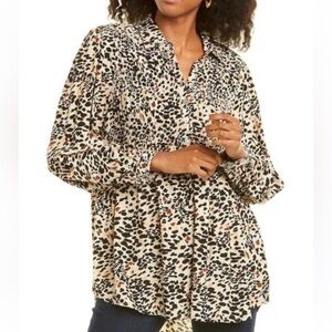 Beachlunchlounge animal Leopard print viscose blouse